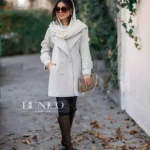 خرید پالتو کوتاه سفید زنانه جنس فوتر ترک و آستردار از مزون بنیکو