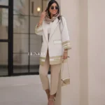 خرید مانتو سفید طلایی فری سایز برای عروس از مزون بنیکو