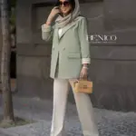 خرید کت زنانه رنگ سبز جنس لینن ترک از مزون بنیکو