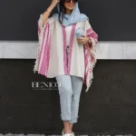 خرید پانچ جنس لینن رنگ سفید صورتی از مزون بنیکو