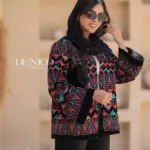 خرید مانتو کتی پاییزه جنس مخمل سوزن دوزی از مزون بنیکو