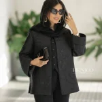 خرید مانتو مشکی جنس ژاکارد از مزون بنیکو
