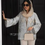 خرید مانتو کتی زنانه جنس ژاکارد رنگ‌آبی از مزون بنیکو