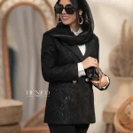 خرید کت مشکی زنانه جنس دانتل فرانسه از مزون بنیکو