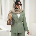 خرید کت شلوار سبز زنانه جنس لینن از مزون بنیکو