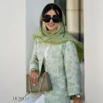 خرید مانتو کتی تابستانه جنس نخ پنبه رنگ سبز و سفید از مزون بنیکو