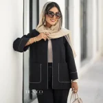 خرید کت و شلوار مشکی جنس نخ پنبه از مزون بنیکو