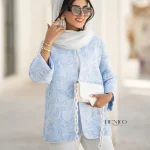 خرید مانتو کتی تابستانی جنس نخ پنبه رنگ آبی روشن از مزون بنیکو