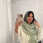 شال لبه تور رنگ سبز