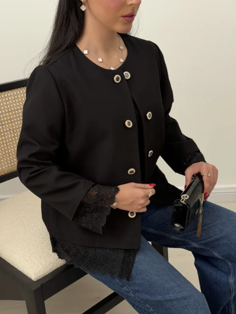کت تک مشکی مجلسی زنانه از مزون بنیکو