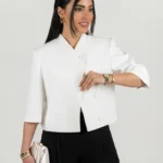 خرید کت تک تابستانه زنانه رنگ‌ سفید از مزون بنیکو