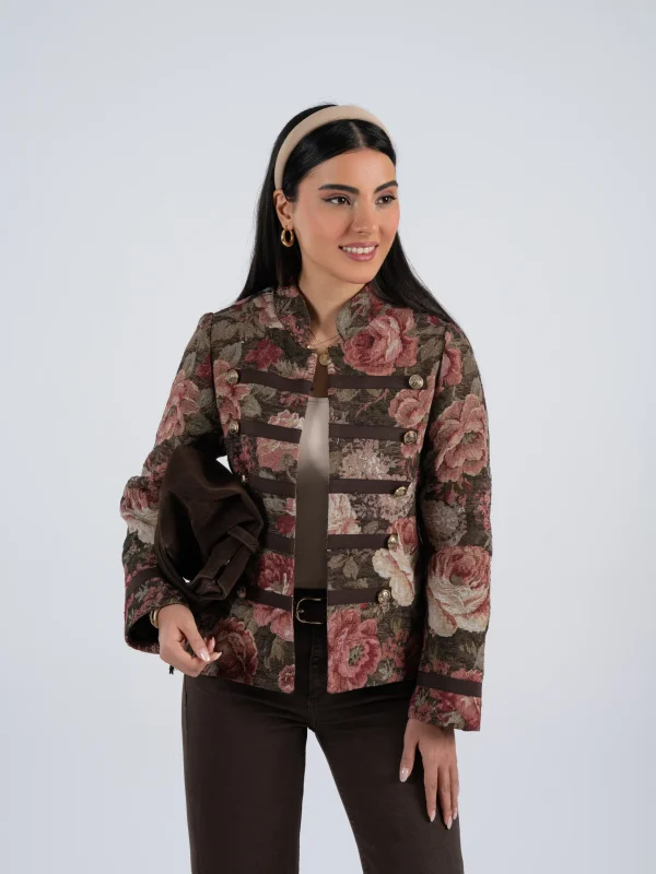 خرید کت تک زنانه رنگ‌ قهوه ای از مزون بنیکو