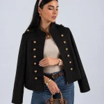 خرید کت تک جیر زنانه رنگ مشکی از مزون بنیکو